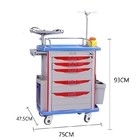 Harga yang bagus 190CM Anesthesia Medical Trolley On Wheels ABS Plastik on line