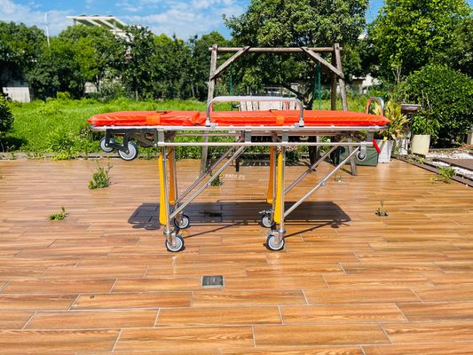 Aluminium Alloy Lipat Ambulans Stretcher Kaki Penyesuaian Untuk Mengangkut Terluka