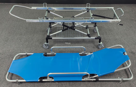 Harga yang bagus Aluminium Alloy Bantuan Pertama PU Kulit Trolley Transfer Pasien Backliftable yang dapat dipisahkan on line