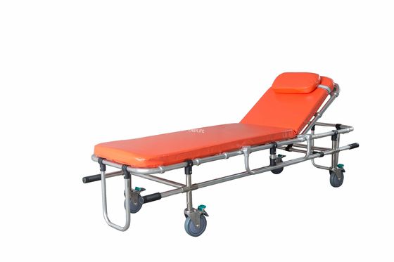 Aluminium Alloy Lipat Double-Tube Low-Position Ambulans Stretcher Darurat Trolley Penyelamatan Kembali Penyesuaian