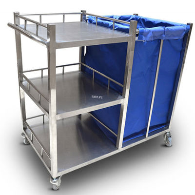 Peralatan Rumah Sakit 900MM Stainless Steel Trolley Limbah Medis Linen Kotor dengan Roda