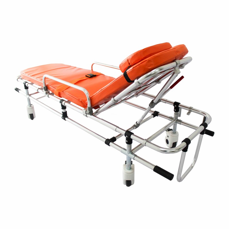 Aluminium Alloy Lipat Double-Tube Low-Position Ambulans Stretcher Darurat Trolley Penyelamatan Kembali Penyesuaian