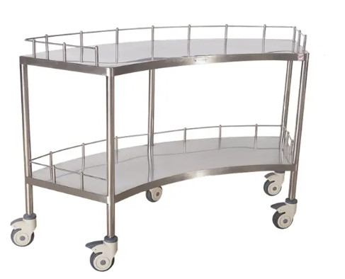Harga yang bagus Rumah Sakit Fan Bentuk Alat Keranjang Medical Trolley Keranjang Untuk Rumah Sakit 1400MM 45CM on line